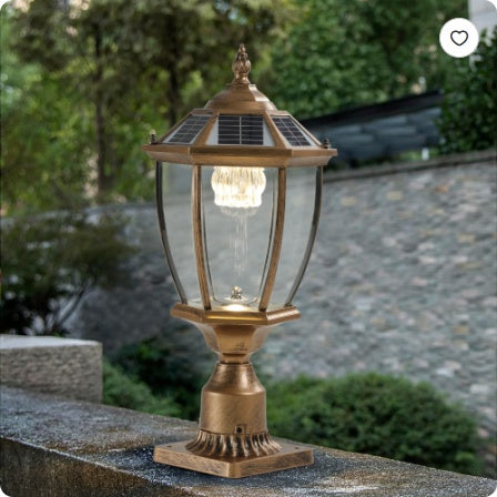 20 Golden Solar Powered LED Outdoor Lantern, Vintage Garden Light With Elegant Glass Design For Pathways, Yards, And Patios  1-Pack