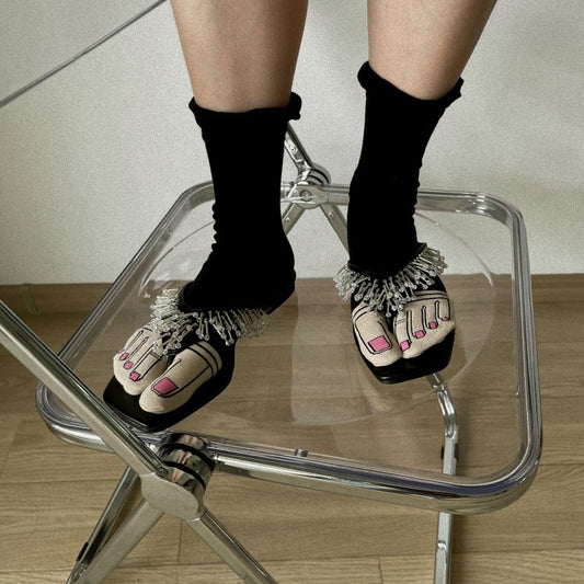 Thin Pure Cotton Cartoon Personality Japanese Style Toe Socks