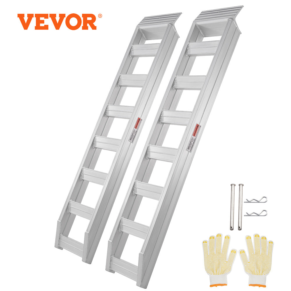 VEVOR Aluminum Ramps, 8810 Lbs, Heavy-duty Ramps With Top Hook Attaching End, Universal Loading Ramp For Motorcycle, Tractor, ATV UTV, Trucks, Lawn Mower, 72inL X 15inW, 2Pcs