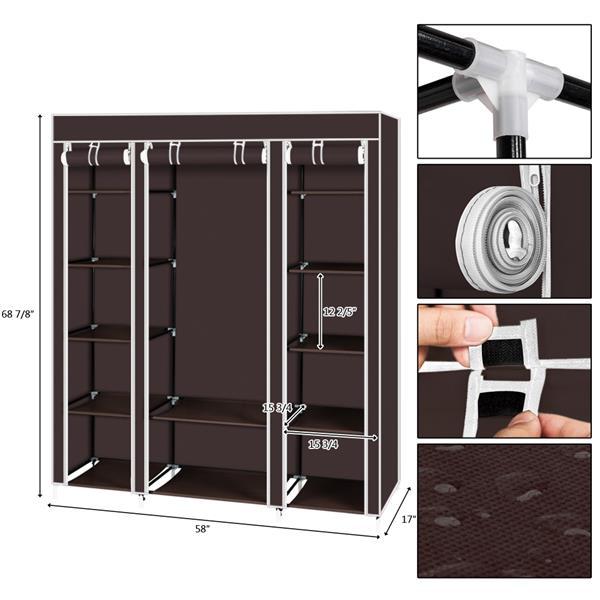Non Woven Wardrobe With 5 Layers And 12 Compartments