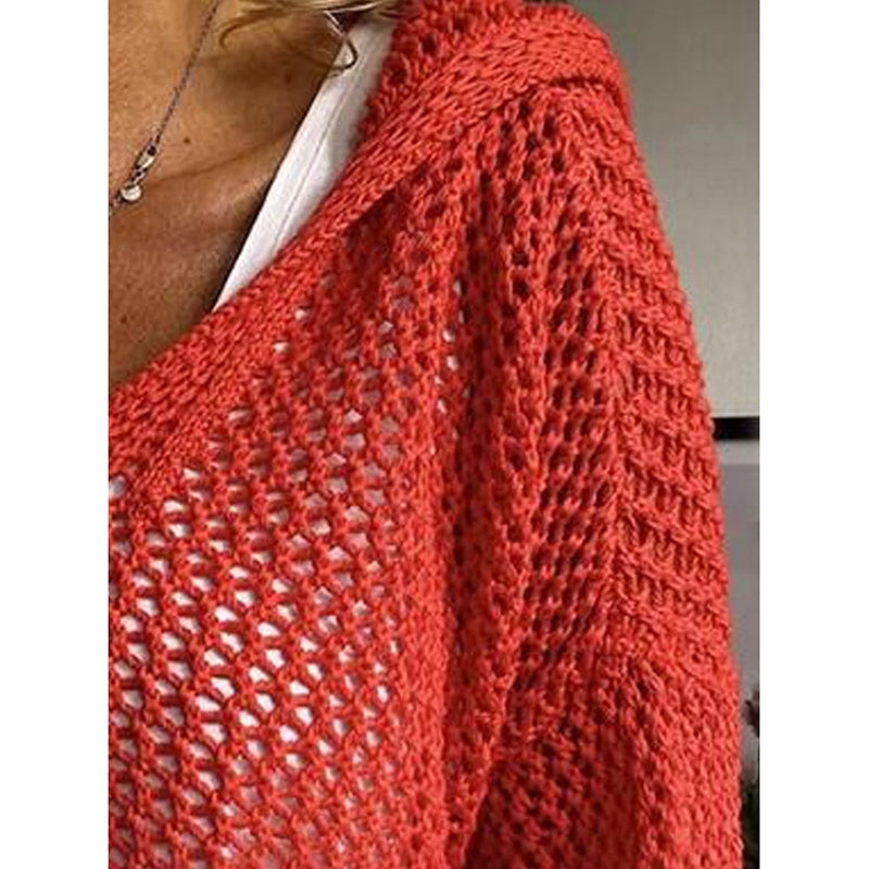 Women Fall Hoodies Sweater Knit V Neck Tops Casual Long Sleeve Pullover Shirts