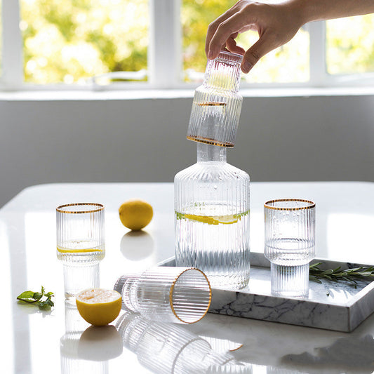 Nordic Ins Japanese Home Hotel Transparent Phnom Penh Vertical Pattern Crystal Glass Water Bottle