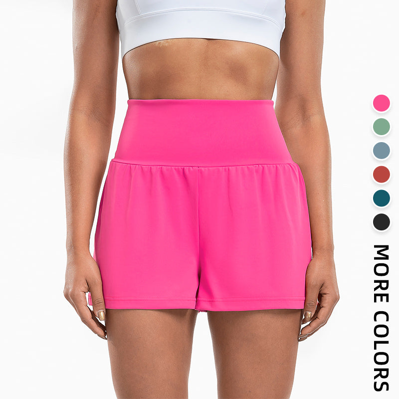 Sports Yoga Shorts High Waist Fake Two-Piece Outdoor Fitness Pants Invisible Dungarees Breathable Quick-Drying Training Wear