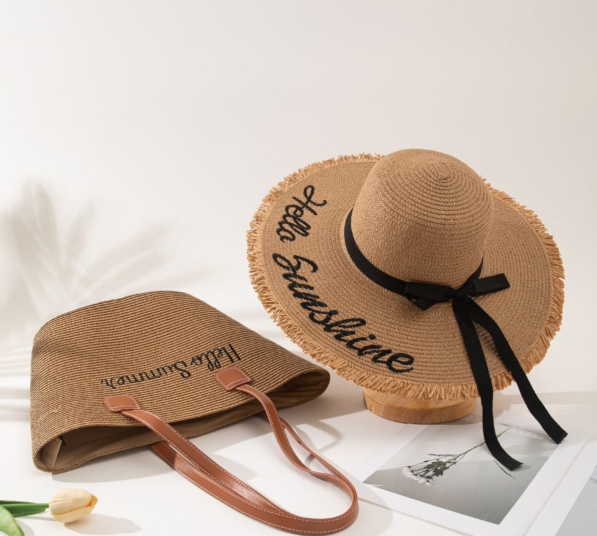 Seaside Vacation Sun Protection Straw Hat Bag Set