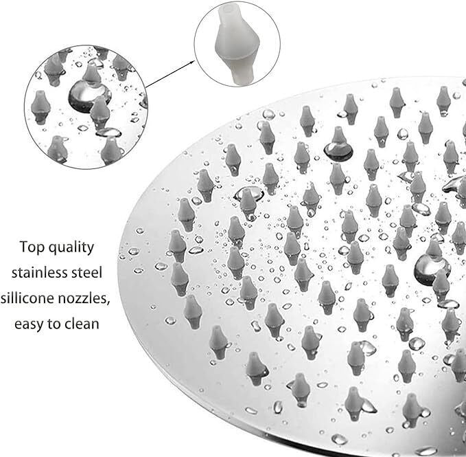 8 Round Shower Head Chrome Stainless Steel Rainfall Overhead Bathroom Large UK