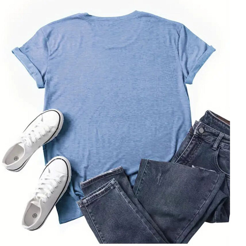 Women's Dandelion Print Round Neck T-Shirt Breathable Summer Casual Top