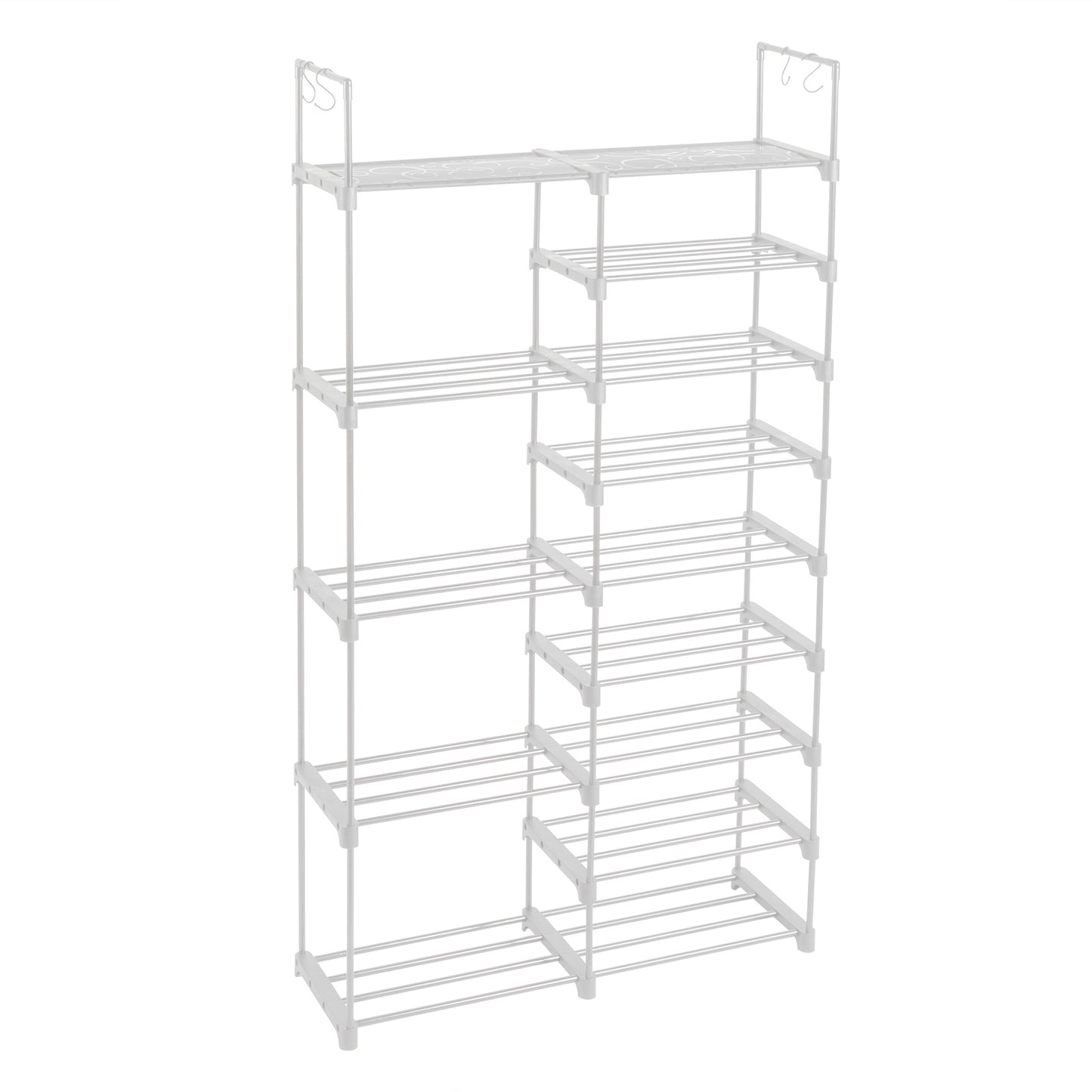 FCH Double Row 9-Layer Shoe Rack With Handles, 85.7x29.8x158cm White