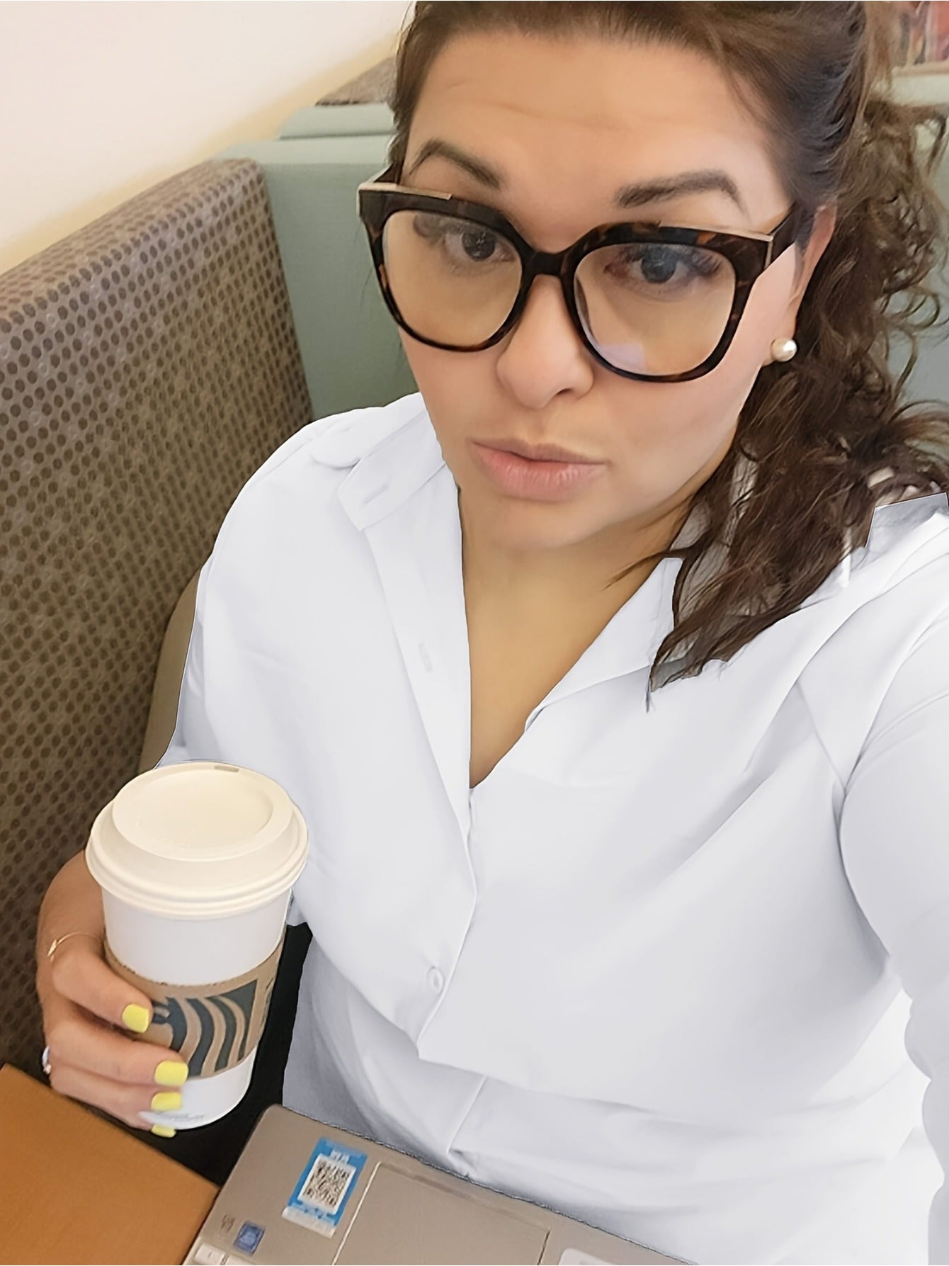 Women's Plus Size Long-Sleeve V-Neck Maxi Button-Down Shirt - Casual Side-Slit Blouse