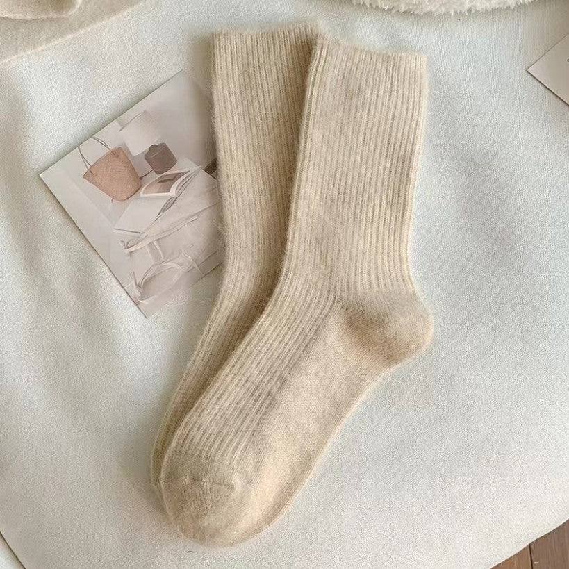 Pure Color All-matching Thickened Thermal Middle Tube Wool Socks Children