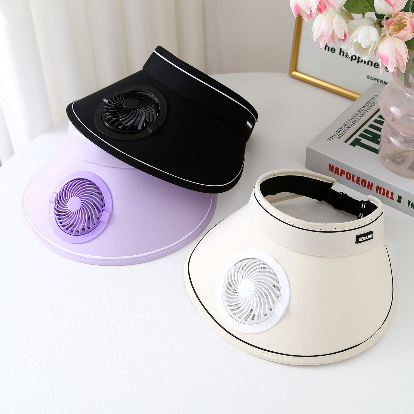USB Charging Cap With Fan Female Sunshade Light Breathable
