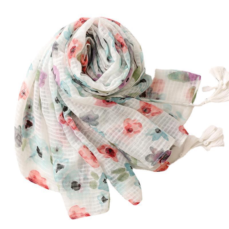 Ladies Soft Cotton Linen Feel Sunscreen Scarf