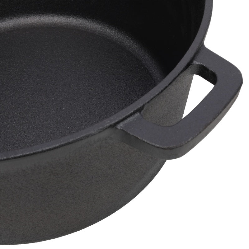 One In One Pre Seasoned Cast Iron Dutch Oven With Dual Handles, Outdoor Camping Deep Pot, With 2 Silicone Handle Covers, Banned Platform Temu