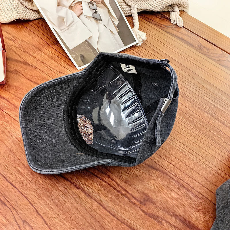 Men's Heavy Industry Washed Blogger Dog Pattern Peaked Cap