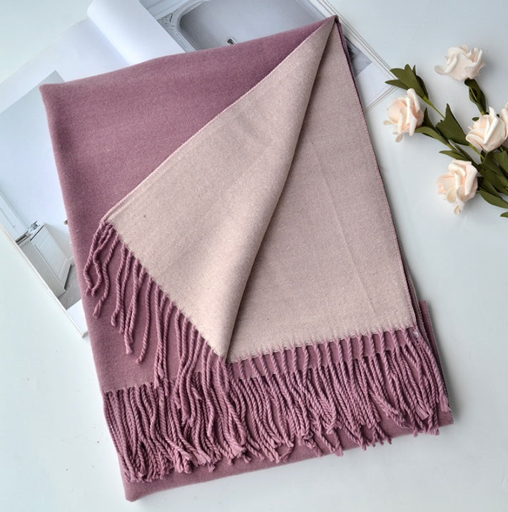 Fashion Double-sided Solid Color Warm Cashmere Scarf
