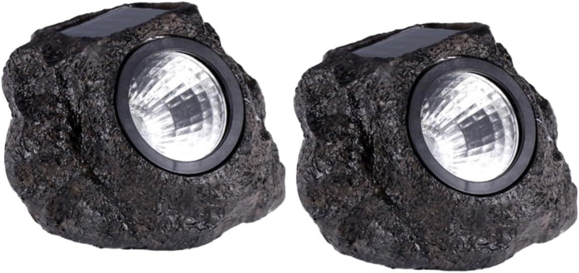 NUOBESTY Outdoor Solar Landscape Lights 2pcs Waterproof Simulation Stone Garden Lamp Simple To Install Decorative Light For Yard