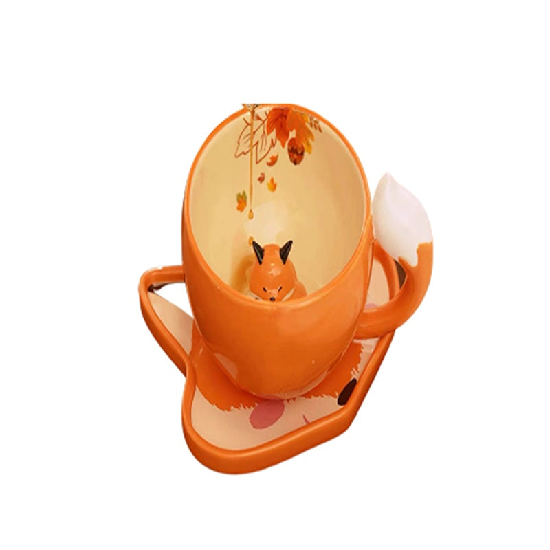 Autumn Forest Fox Shaped Cup And Plate Set Mug