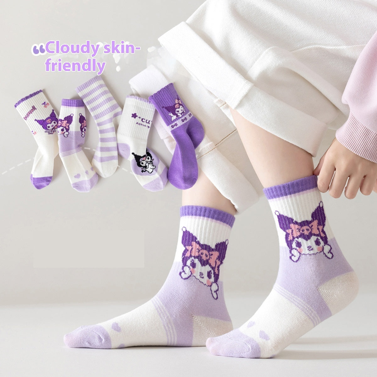 Girls' Pure Cotton Deodorant Mid-calf Socks