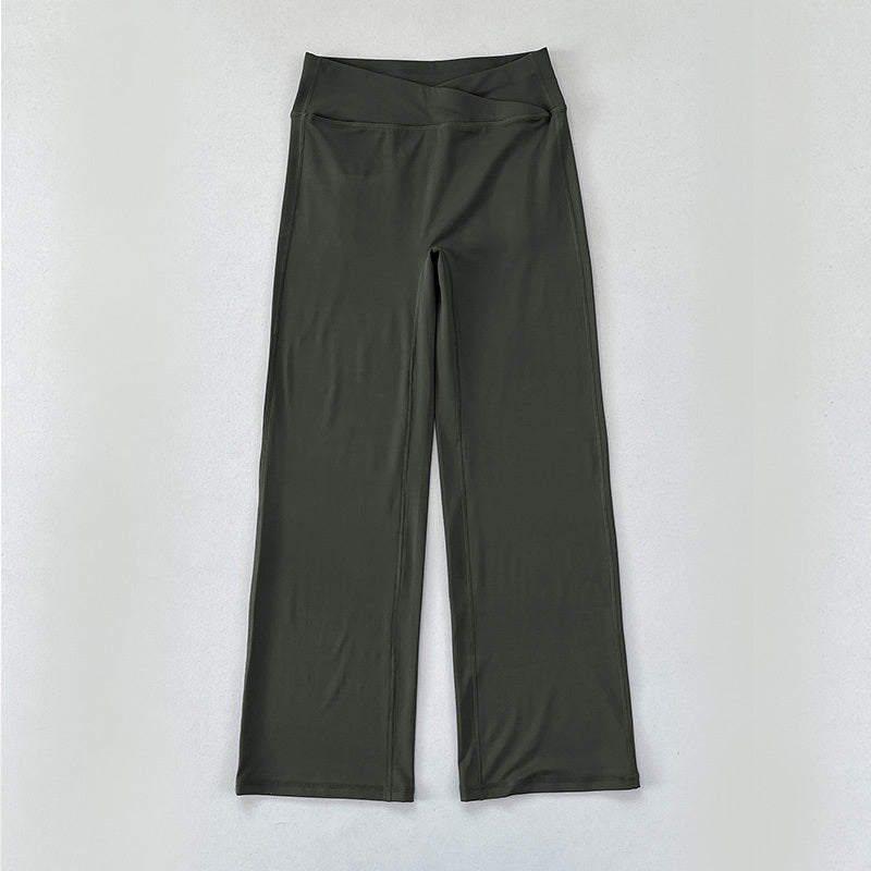 V-shaped Waist Peach Hip Yoga Pants, Women's Pocket Button Workwear Pants, High Waisted Hip Lifting Quick Drying Sports Pants