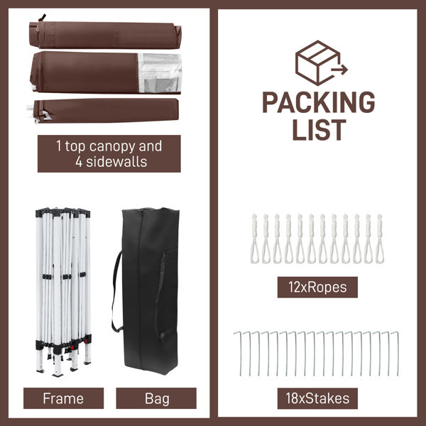 10X20ft Deep Coffee Color 4 Sides -2 Windows Folding Shed