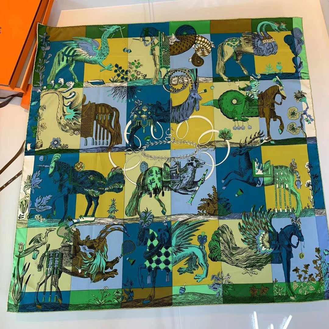 Handmade Hemming Twill Silk Printed Shawl