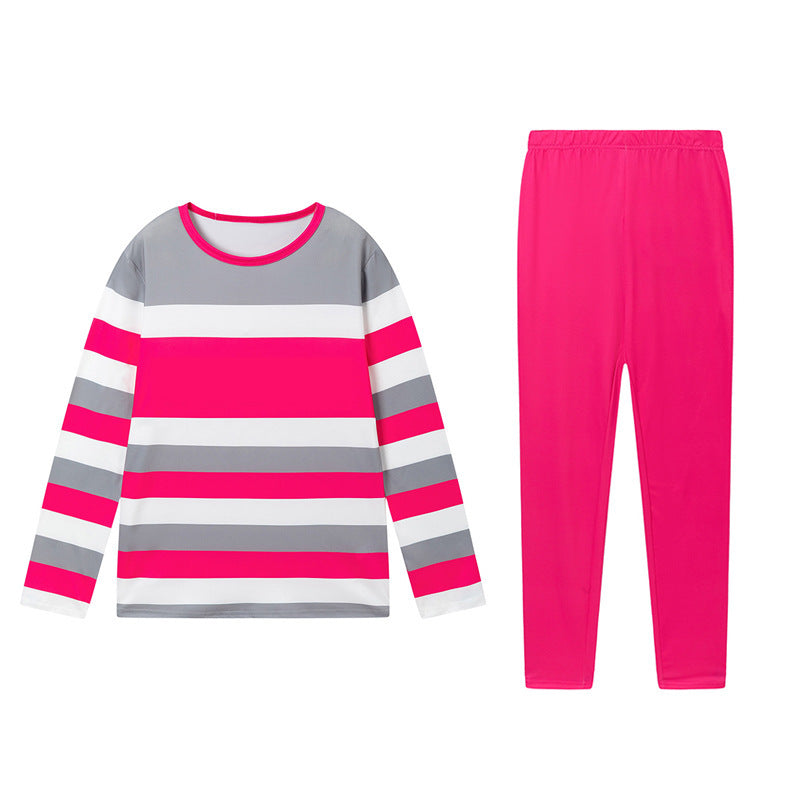 Women's Cozy 2 Piece Outfits Lounge Sets Striped Color Block Long Sleeve Tops Jogger Sweatpants Track Suits Set