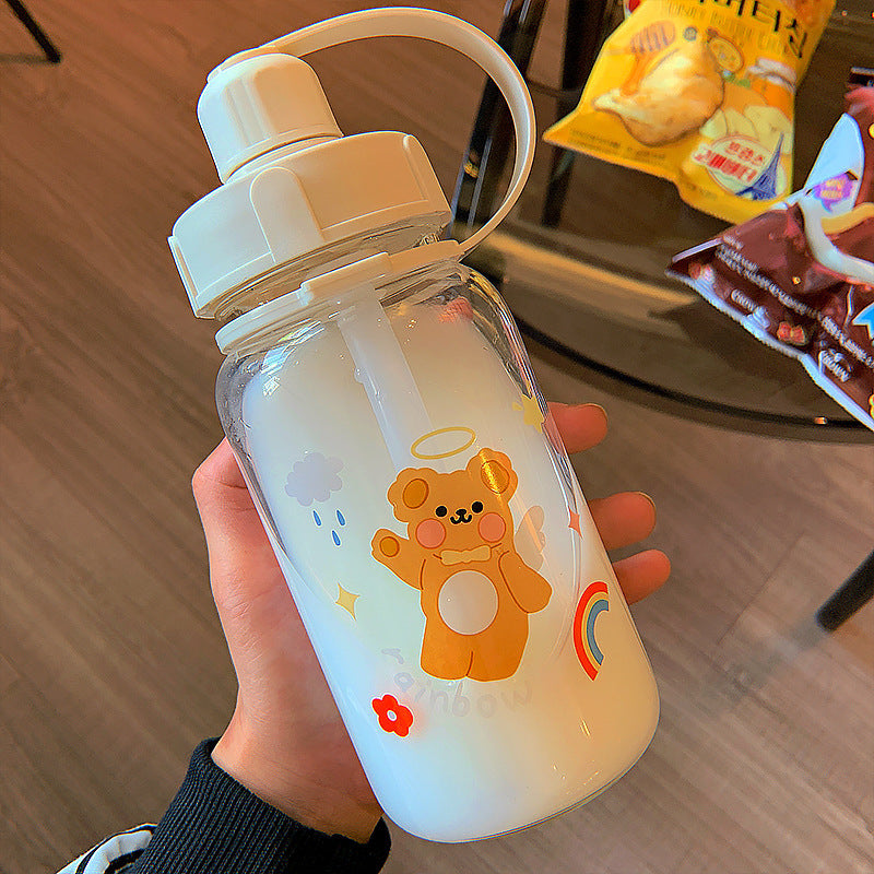 Cute Cartoon Transparent Glass Student Girl Heart Korean Version Ins Wind Portable Heat-resistant Milk Cup