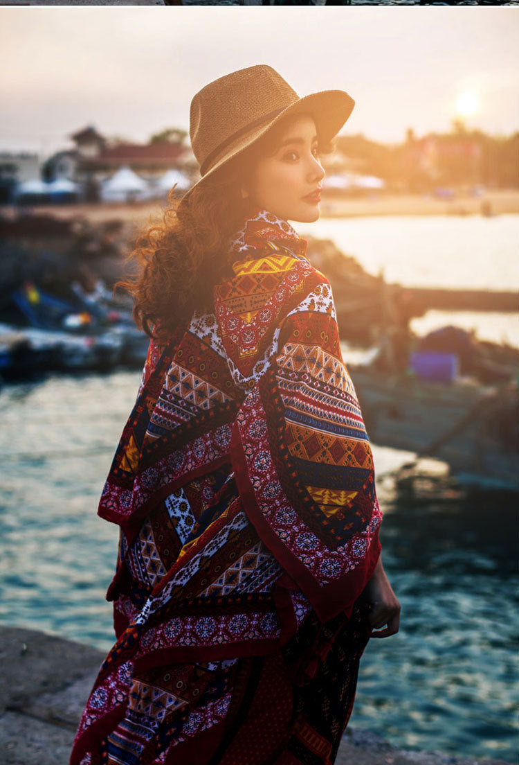 Ethnic Style Bohemian Oversized Sunscreen Beach Scarf