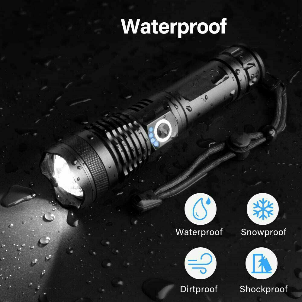 990000lm Rechargeable XHP70 Most Powerful LED Flashlight USB Zoomable Torch Lamp