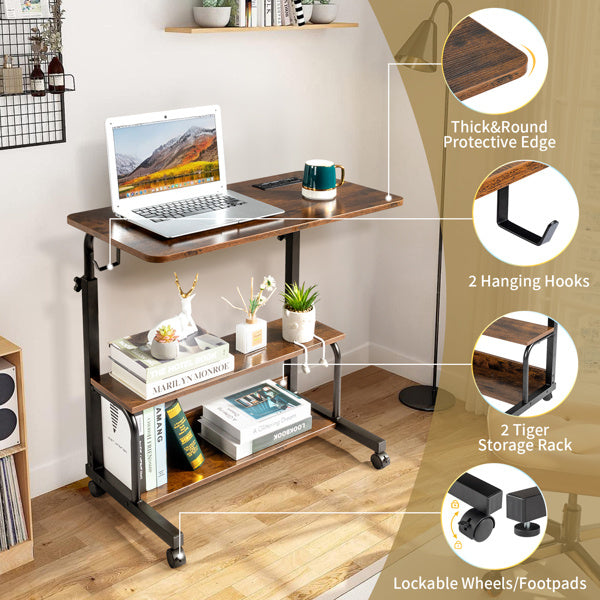 Retro Brown Adjustable Computer Desk