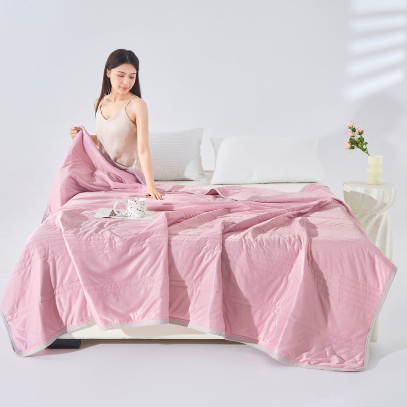 Solid Color Airable Cover Machine Washable Summer Ice Silk Thin Quilt