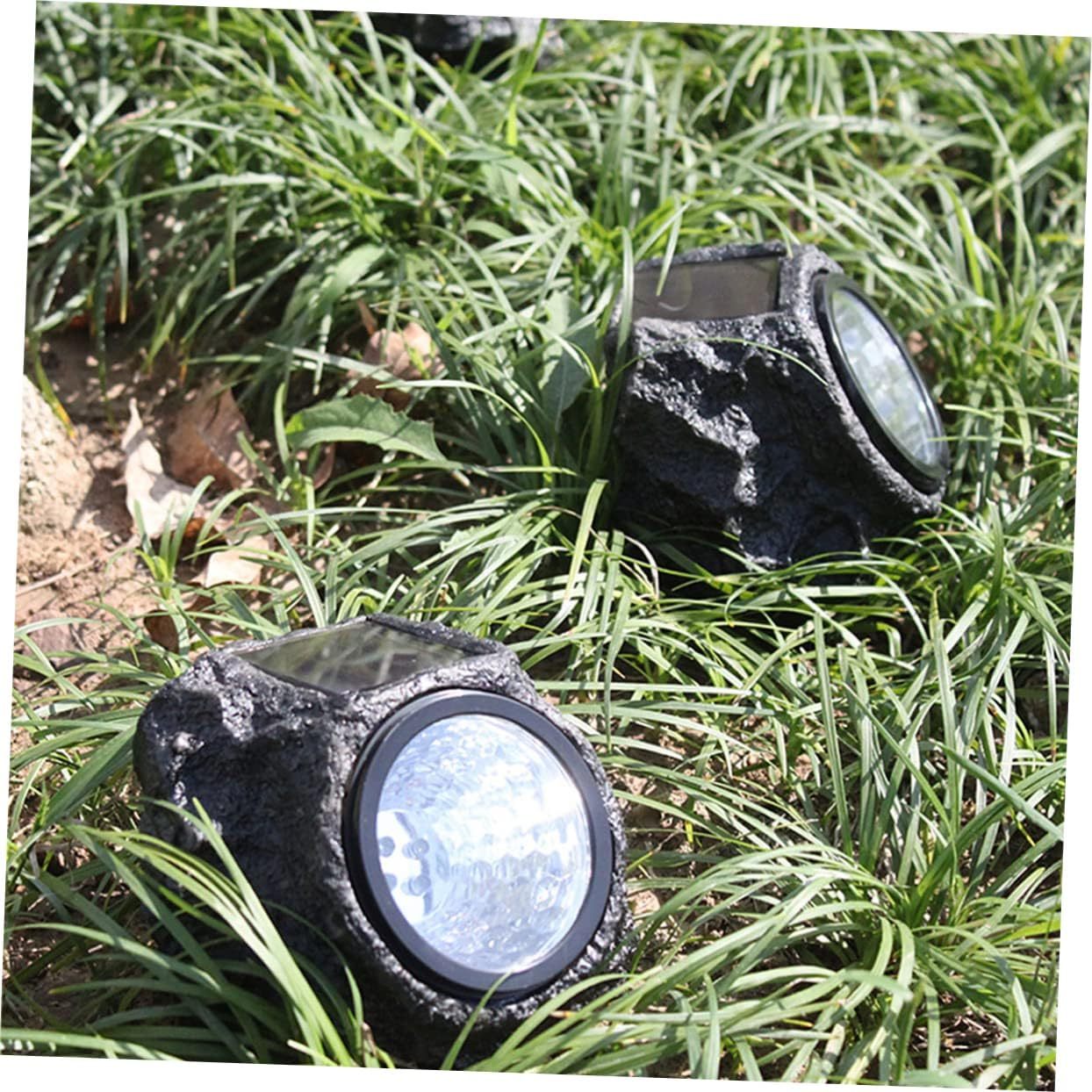 NUOBESTY Outdoor Solar Landscape Lights 2pcs Waterproof Simulation Stone Garden Lamp Simple To Install Decorative Light For Yard