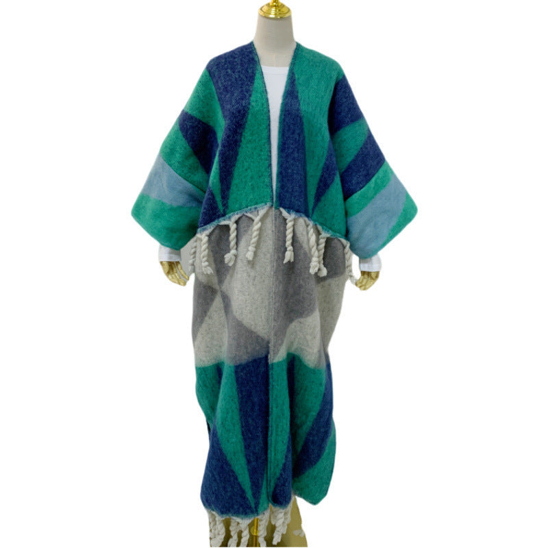 RETRO Geometric Double-sided Color Matching Robe For Women