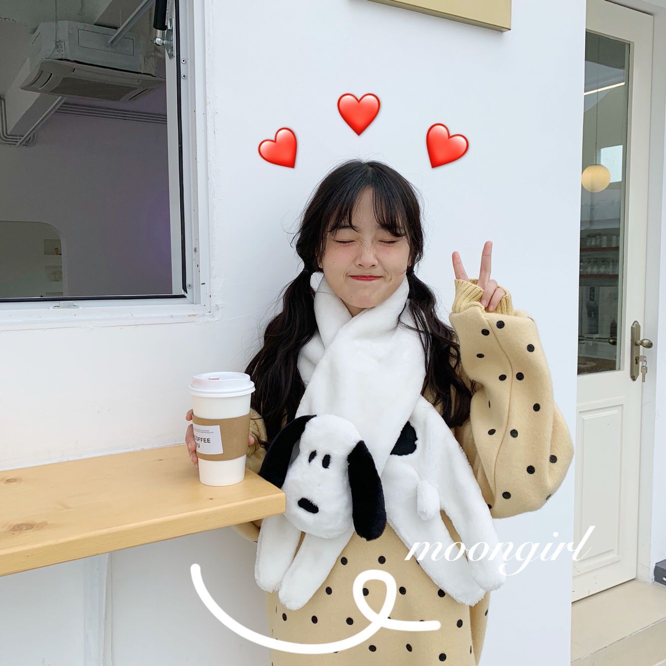 Japanese Retro Girl History Dog Three-dimensional Cartoon Scarf