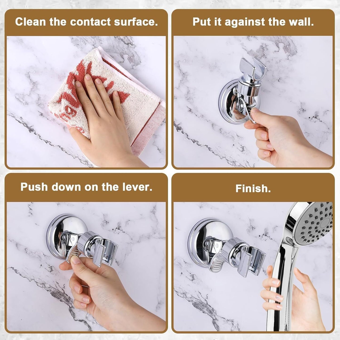 Shower Handset Head Holder Bath Wall Mounted Adjustable Suction Bracket Kit UK