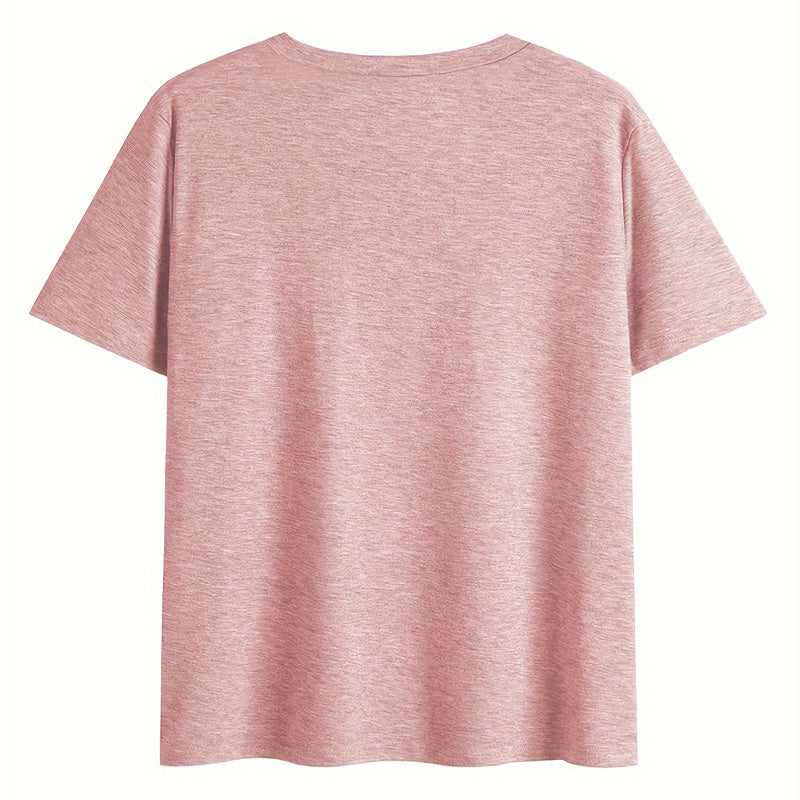 Women's V-Neck Short Sleeve T-Shirt - 'God' Letter Print, Summer Casual Top