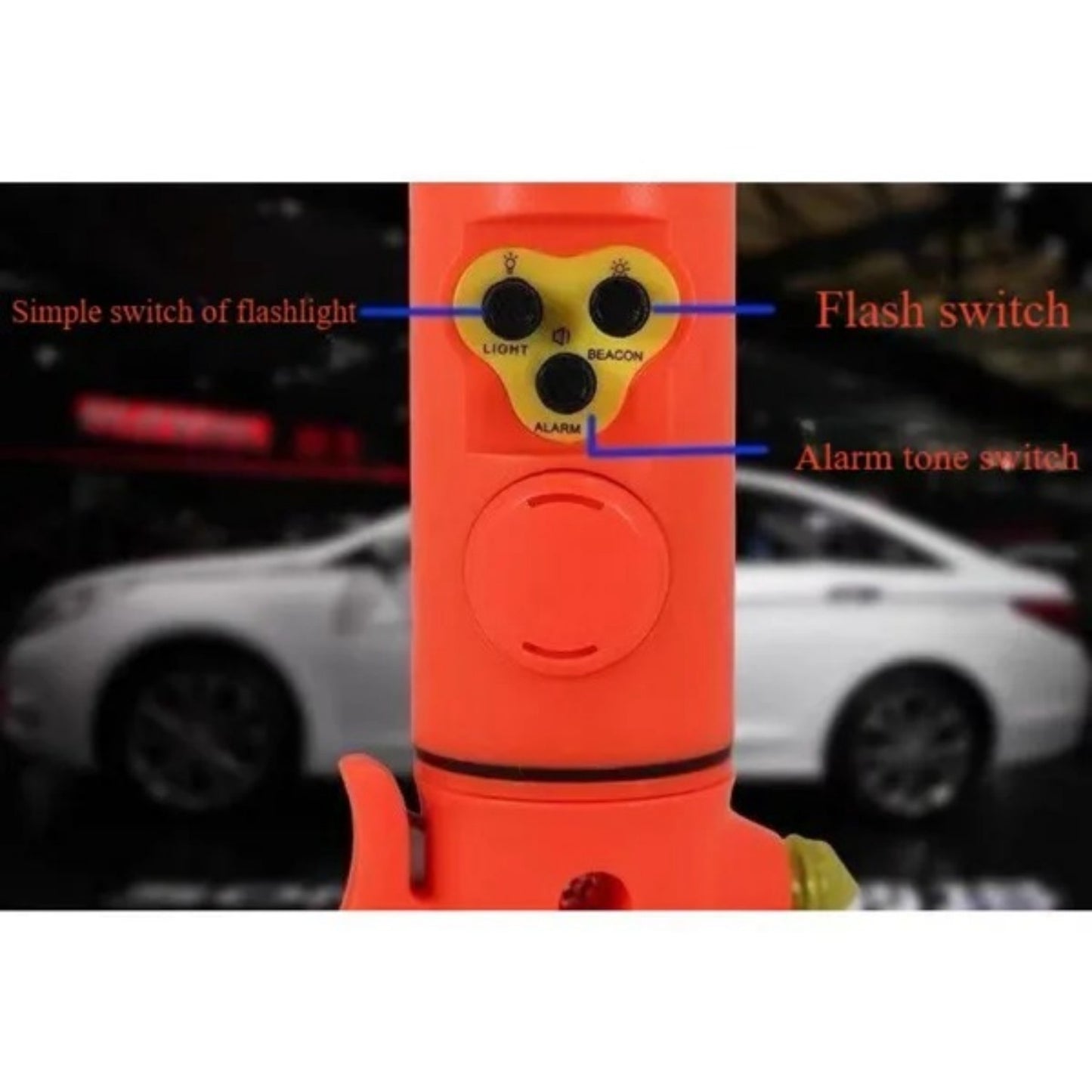 Red Multi-functional Car Safety Hammer With Flashlight