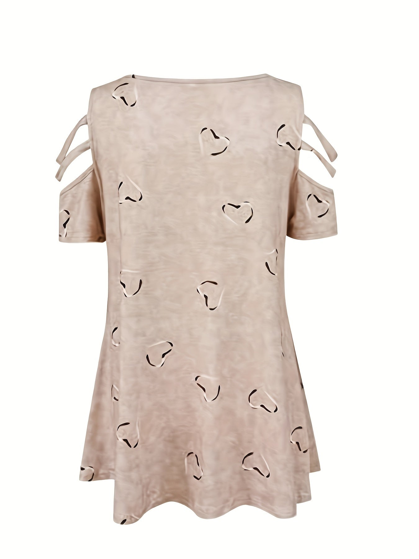 Self-pick-up Plus Size Women'S Casual Heart Print Zipper Short Sleeve Off Shoulder T-Shirt Only Self-pickup Is Supported