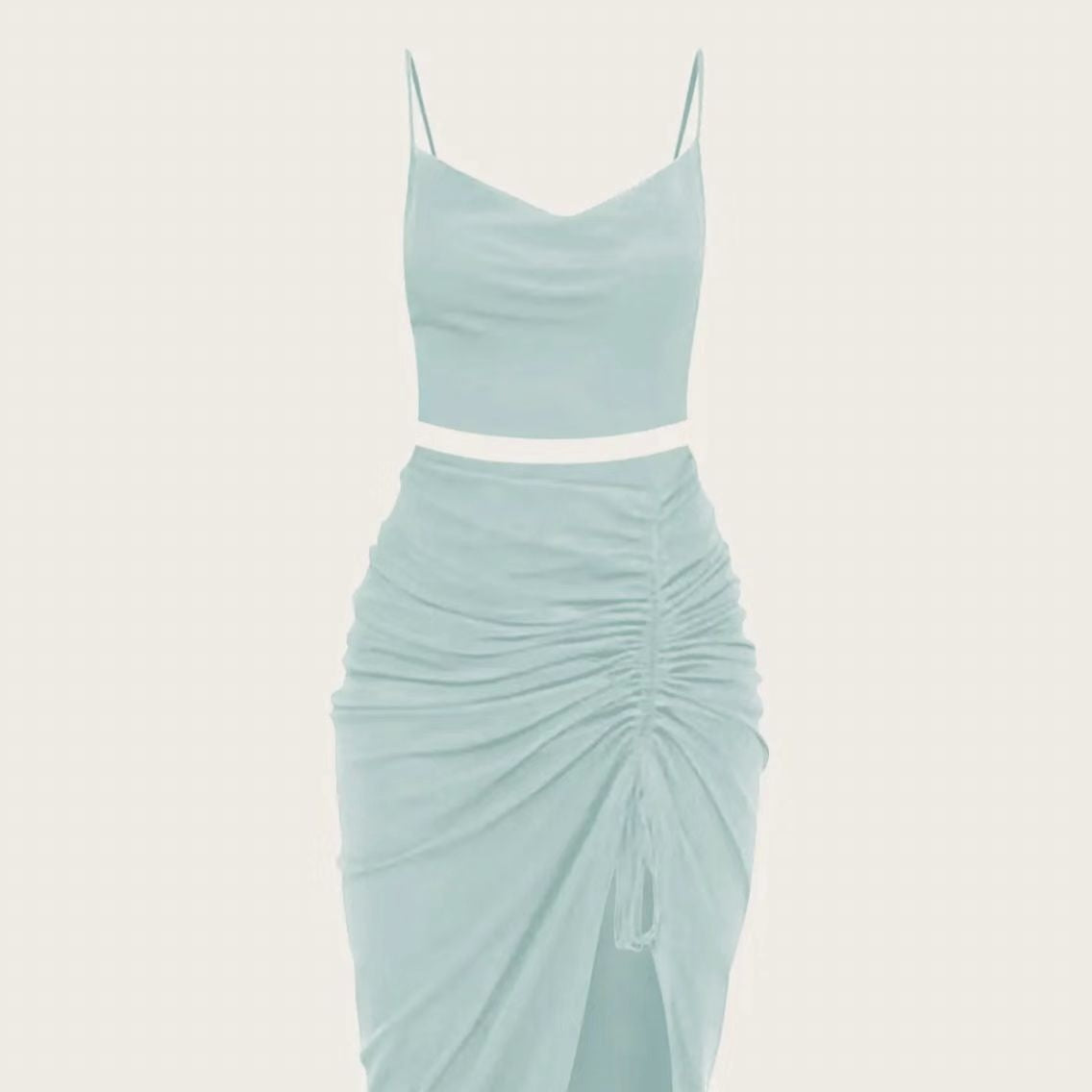 Ladies' Solid Color Casual Sexy Vacation Suspender Skirt Set