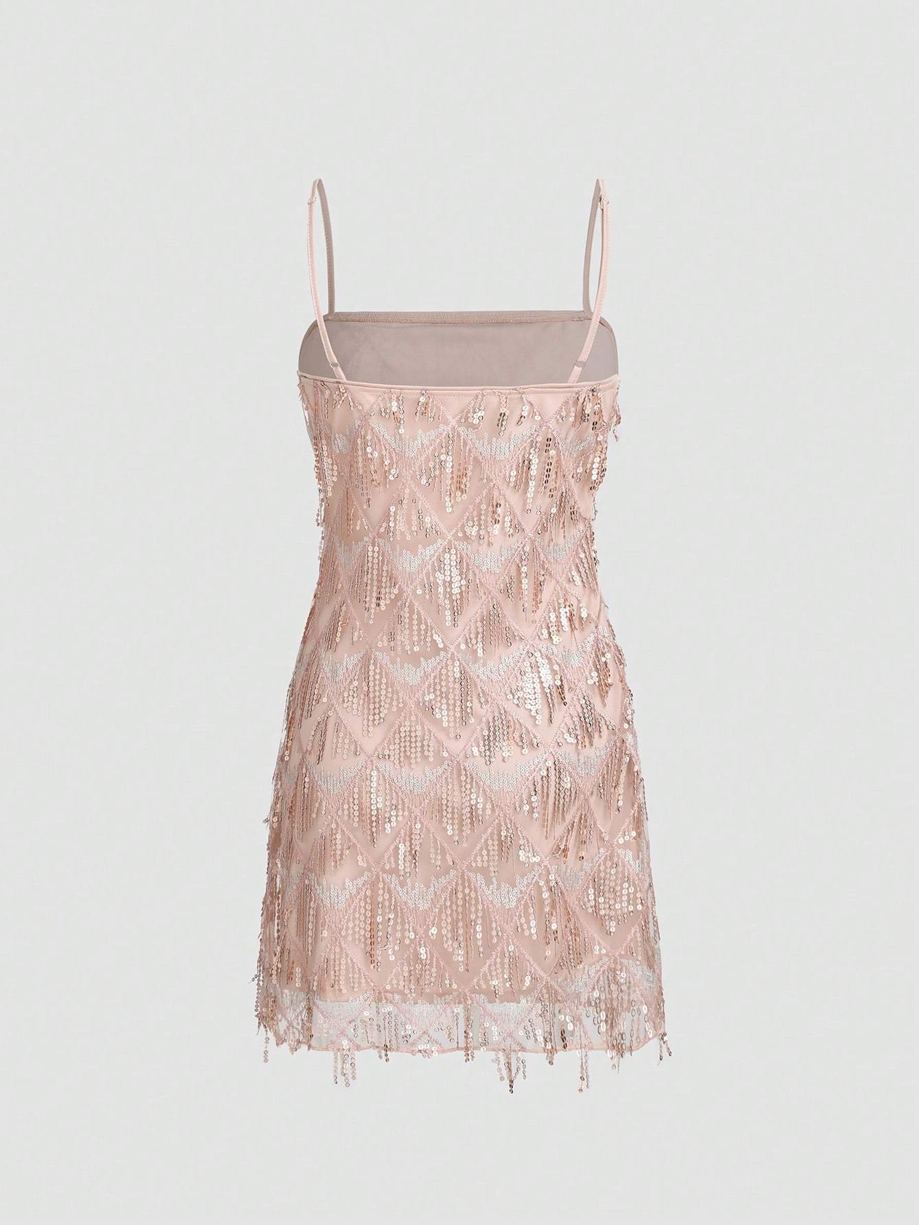 Women's Glitter Spaghetti Strap Formal Evening Party Dress