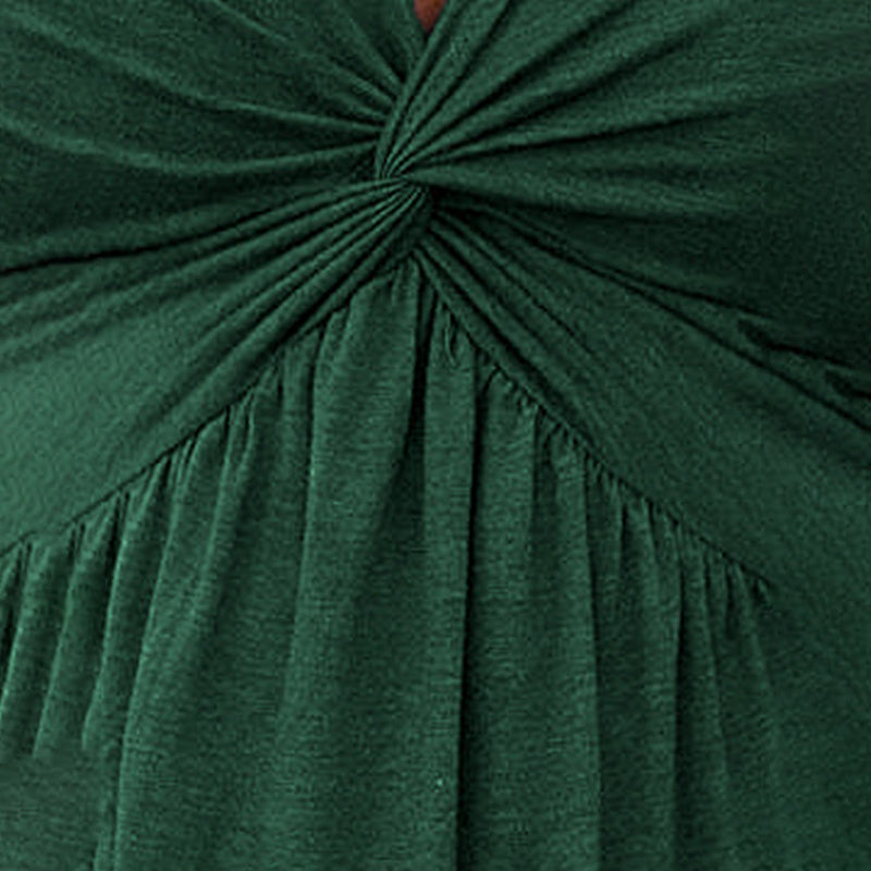 Women's V-Neck Sleeveless Solid Dress - Bust Knot Detail & Waist-Defining Summer Dress