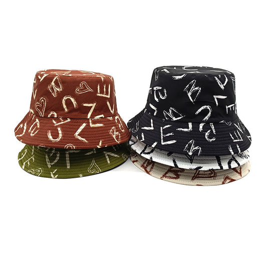 Love Letter Pattern Bucket Hat Children's Digital Printing Bucket Hat