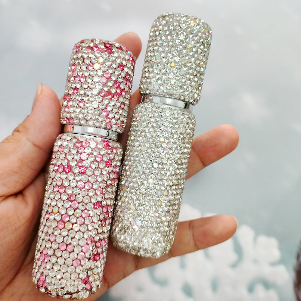 2pcs 10ml Shiny Perfume Travel  Bottle High End Perfume  Sub-bottling Glass Bottle Filling Travel Portable Mini Perfume Spray Bottle With Drill Perfume Empty Bottle