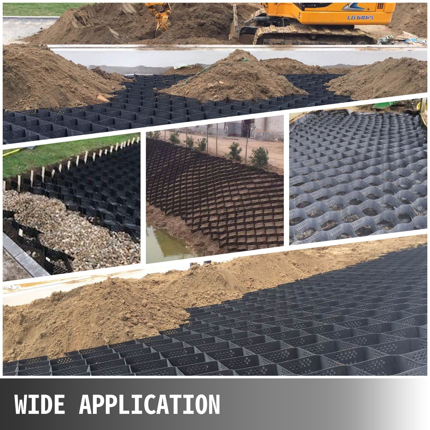 VEVOR Geo Grid Ground Grid 9x17 Ft, Geo Cell Grid 4 Inch Thick, Gravel Grid HDPE Material, Ground Stabilization Grid 1885 LBS Per Sq, Tensile Strength Gravel Ground Grid For Slope Driveways, Garden