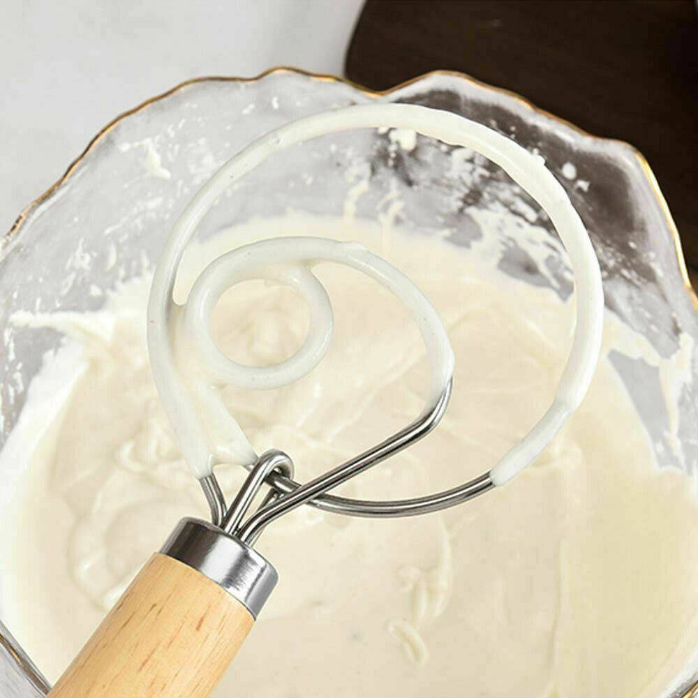 BAKING DOUGH STAINLESS STEEL LARGE WIRE WHISK MIXER BREAD COOKING TOOL