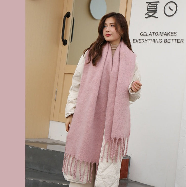 Fashion All-match Solid Color Windproof Padded Shawl
