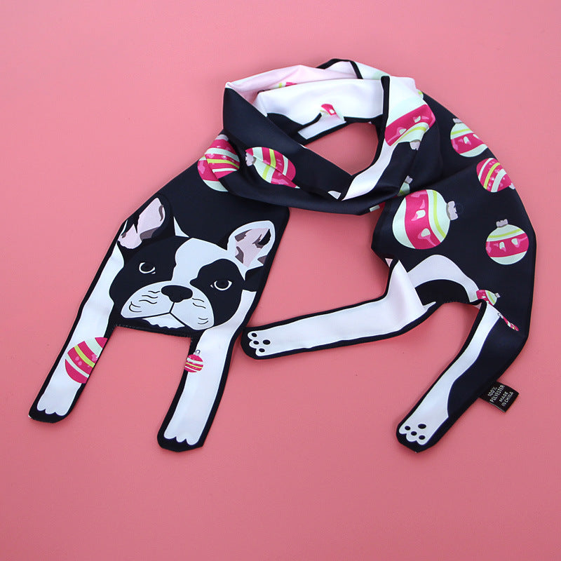 Small Scarf With Hair Band, Wild Decoration Long Small Silk Scarf Tied With Bag, Handle Scarf