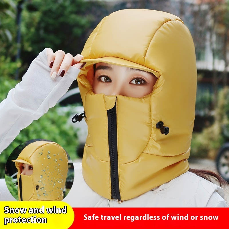 Winter Warm Hat Female Cycling Electric Car Face Care Ear Protection Scarf