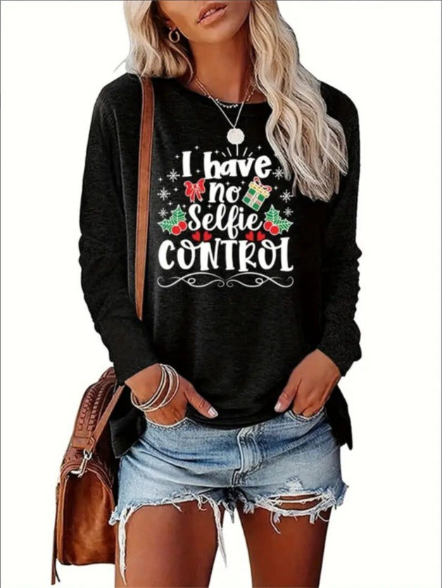 Women's Printed Long Sleeve Hoodless Sweatshirt