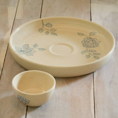 Handcrafted Ceramic Chip And Dip Bowl  Stylish Serving Bowl For Parties  Gatherings