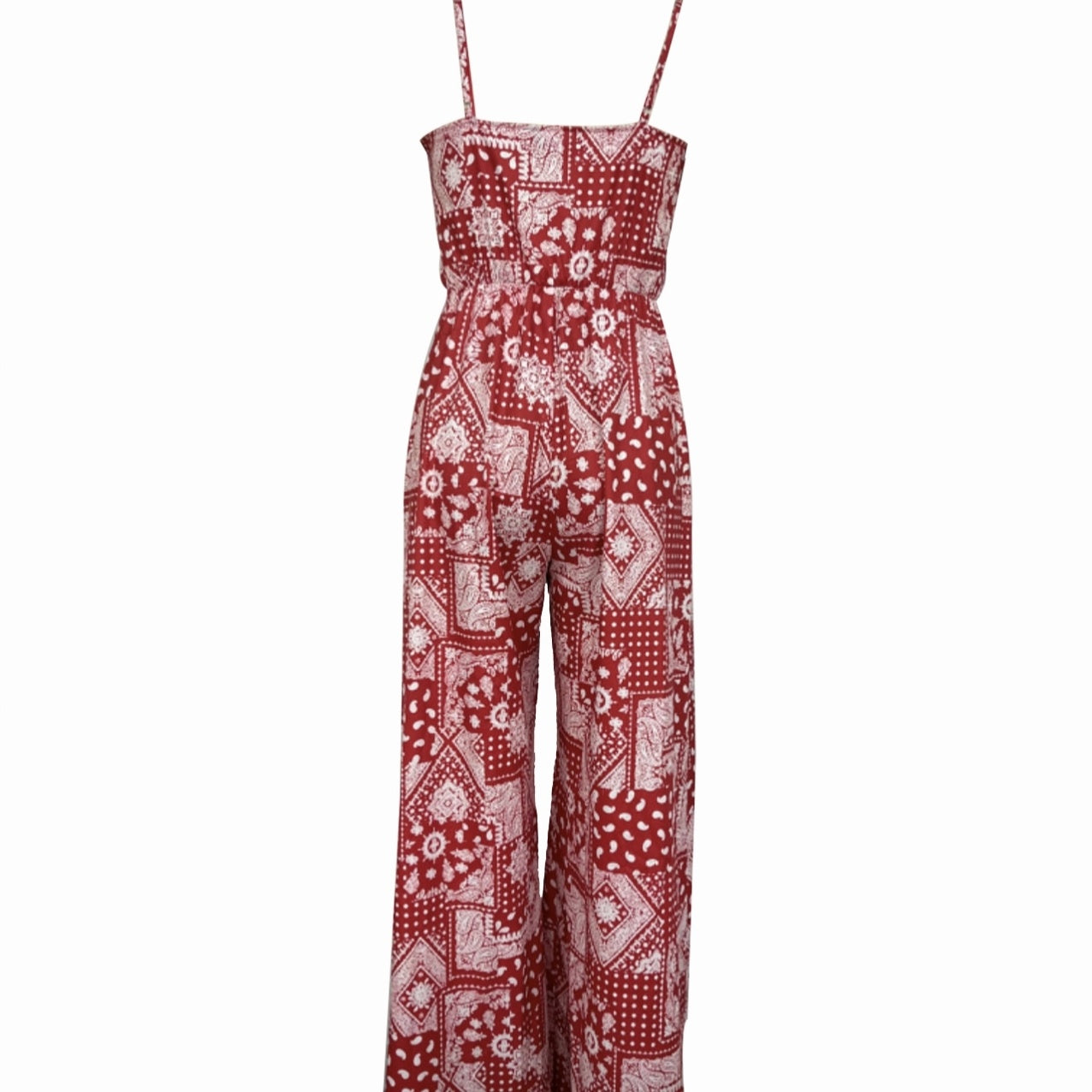 Ladies' Printed Ruffle Edge Decoration Waistless Camisole Jumpsuit